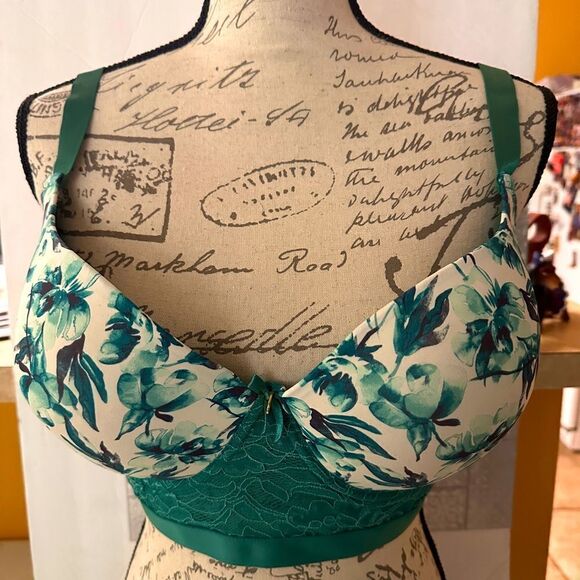 Daisy Fuentes green floral bra - Picture 1 of 7